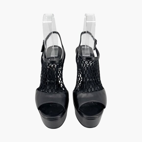 Christian Louboutin Plougesta Alta Black Fishnet Platform Pump Heel Size 38 US 8 - Picture 3 of 15